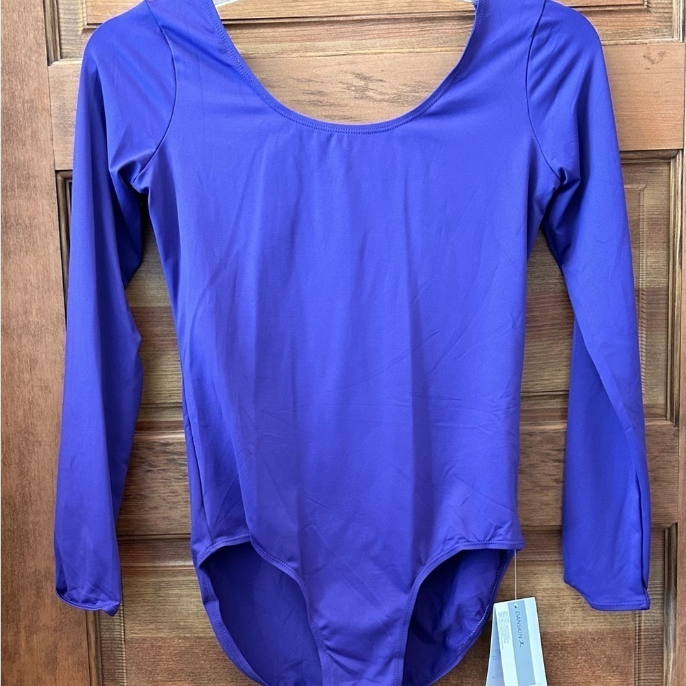 Danskin / Dancewear/ NWT/ Women's Purple Scoopneck Long Sleeve Leotard XL 14-16 - Picture 3 of 12